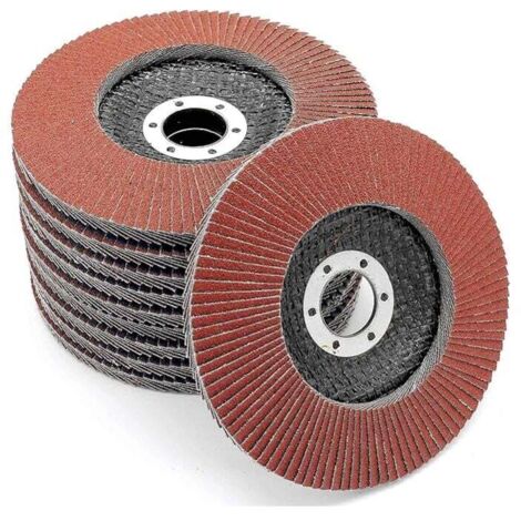 Bac à disques │ Rouge │ 10 pièces │ Diamètre 125mm │ Trou 22mm │ 40/60/80/120 grains │ Acier inoxydable │ Disque de ponçage │ Lamelle │ Disque de polissage │ - (40 grains) (1/5)