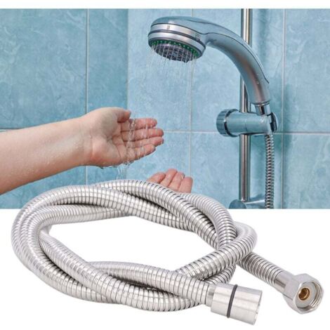 Tuyau de douche en acier inoxydable antidéflagrant G1/2 Tuyau de douche pour salle de bain Argent 1.5m/4.9ft-- (1/5)