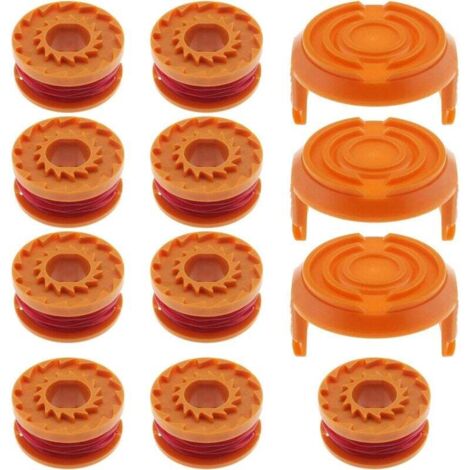 WA00010 Bobine de rechange longue durée pour tondeuses Worx 20 V Ø 1,65 mm/3 m Compatible avec WG150,WG151,WG151.5,WG152,WG153,WG154,WG155,WG155.5,WG156,WG157,WG160,WG160.1,WG160.2,WG163.WG165,WG175, (1/5)