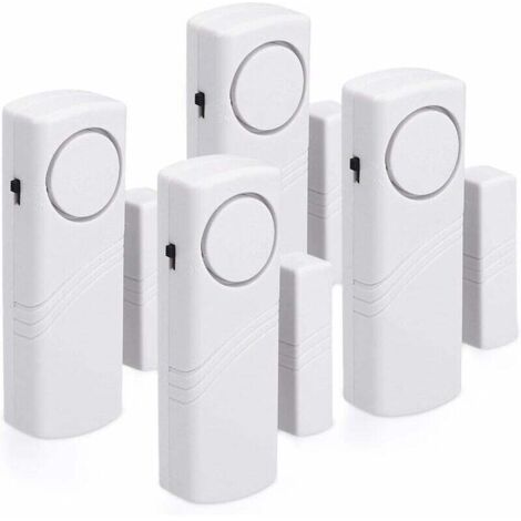 Alarme Porte et Fenêtre - Lot 4x Alarme Sans Fil Anti-Intrusion - Sécurité Maison Contre Cambriolage - Fonctionnement Magnétique - 100 dB-- (1/5)