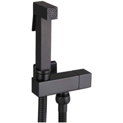Douchette pour robinet,Kit de pulvérisateur de toilettes, pulvérisateur de bidet à main en laiton noir, pulvérisateur de bidet mural, kit complet de pulvérisateur de toilettes pour le nettoya (1/5)