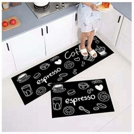 -Lot de 2 Tapis de Cuisine antidérapants, Absorbe l'eau et l'huile, Résistant à la poussière (40 x 60 + 40 x 120 cm) (1/5)