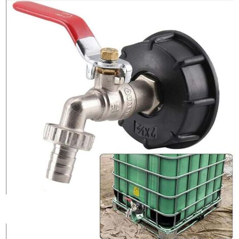 Lot de 1, S60X6 IBC adaptateur de boîte de vidange pour raccord de tuyau pour mélangeur de jardin en laiton, raccord de réservoir 1000 l 12,7 mm (1/5)