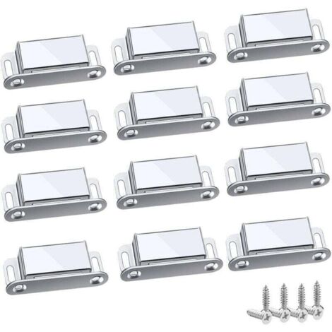 Loquet Magnetique, 12 Pièces Aimants loqueteaux magnétiques Placard Aimant Puissant Robuste Jusqu'à 6kg, Pour Tiroirs Porte de Douche Aimanté Armoire Placard, Cabinet, Meubles (45mm-12pc)-- (1/5)
