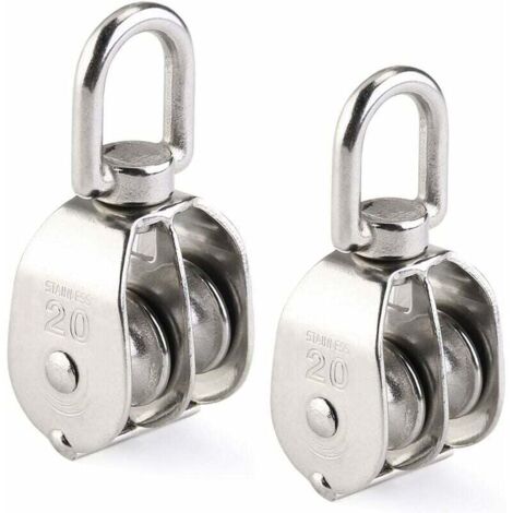 Poulie Double 2pcs inox 304 pivotant Double poulie-- (1/5)