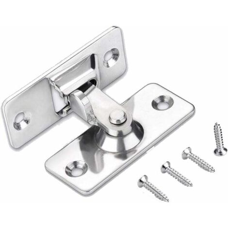 Loquet de serrure de porte à 90 degrés, loquet de verrouillage à angle de sécurité en acier inoxydable pour porte coulissante/poussoir, nickel satiné (1/5)