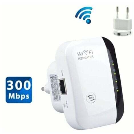 Amplificateur WiFi, Amplificateur Internet sans fil 2,4 G pour la Maison 300 Mbps Super boost Répéteur de Portée Wi-Fi Répéteur d'Amplificateur de signal WLAN, Configuration et couverture faciles,TRIM (1/4)
