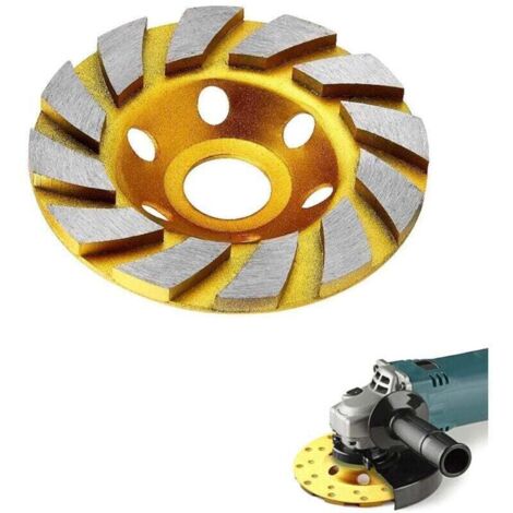 Meule de meulage diamant turbo en céramique de 10,2 cm, 12 segments robustes pour meuleuse d'angle (jaune)