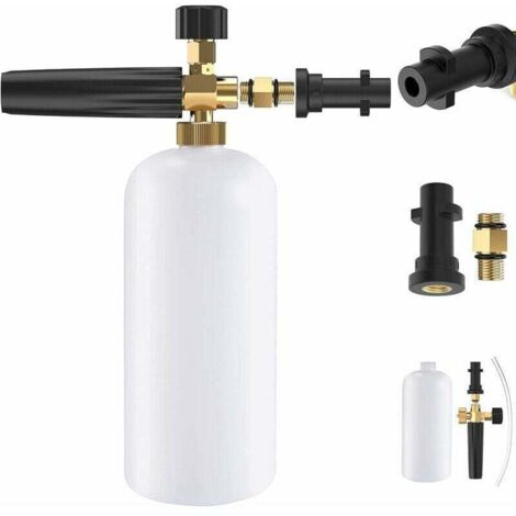 Haute Pression à Mousse Lance à Mousse de Neige, Réglable Canon a Mousse Compatible avec Karcher Série K2/K3/K4/K5/K6/K7 Nettoyeur pour Voiture Moto 1L Bouteille, (1/4)