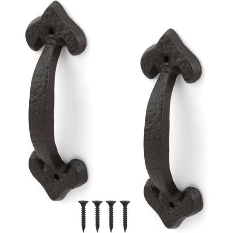 Poignée de Porte en Fonte Ancienne, 2 Pièces Poignée Porte Coulissante, Poignée de Porte Rétro, Gamme Complète d'Accessoires, pour Portes de Hangar, Garages, Placards,de (1/4)