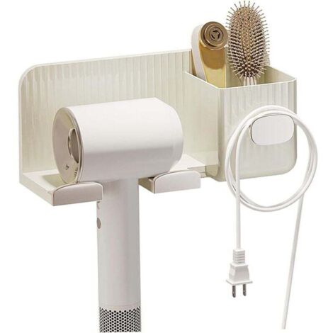 Support de sèche-cheveux support mural auto-adhésif pour outils de cheveux avec crochet de câble et boîtes de rangement support de sèche-cheveux multifonction pour accessoires de salle de bain,de DEBU (1/4)