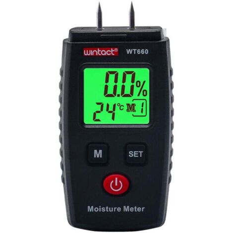 Testeur Humidité, Détecteur d'Humidité à Broche avec 5 Modes, Écran LCD avec rétroéclairage vert, Détecteur de Moisissures pour Bois et Matériaux de Construction.,de (1/4)