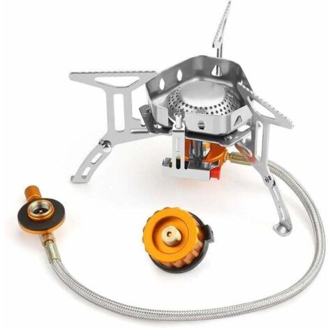 Réchaud de Camping, Portable 3500W réchaud gaz Pliable Brûleur à Gaz Anti-Vent avec Bouton d'Allumage Our Randonnée/Outdoor/Pique-Nique/Barbecue/Randonnée/Trekking, (1/4)