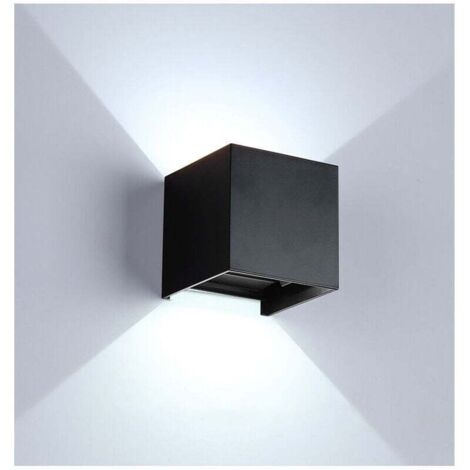 Applique Murale Interieur/Exterieur 12W 6000-6500K Applique Murales Exterieur Angle de faisceau réglable Lampe Murale Etanche IP65 - Noir (1/4)
