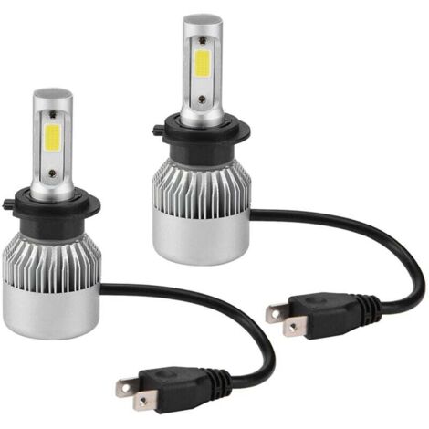 Paire de ampoules LED H7 36W 8000LM pour phare de voiture, faisceau haut/bas 6000K (argent),de (1/4)