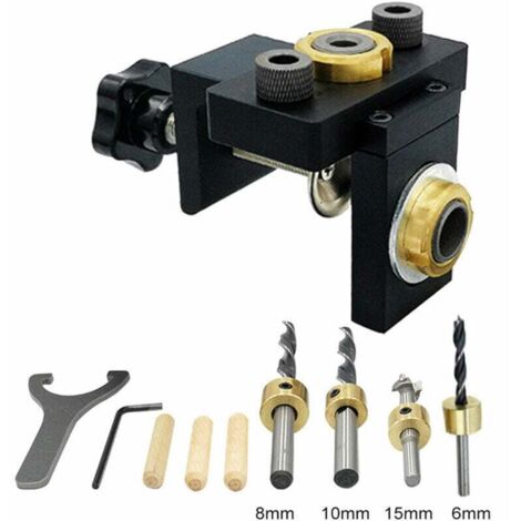 Gabarit de goujonnage kit de gabarit de trou de poche en bois perçage vertical localisateur détachable pour meubles connexion perforateur outils de menuiserie, (1/4)