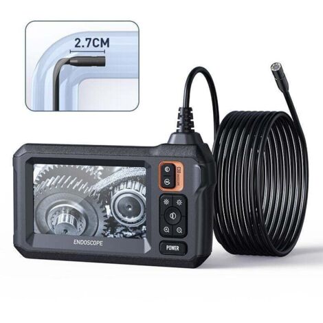 Caméra d'inspection endoscopique Industrielle, caméra d'égout endoscopique IPS 4,3", caméra Serpent étanche IP67 avec 8 lumières LED, câble Semi-Rigide de 5 m,de (1/4)