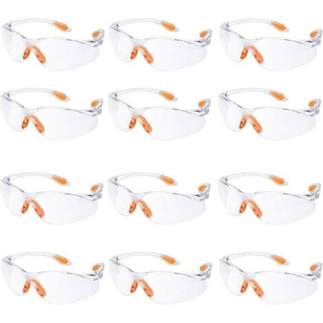 Lot de 12 Lunette de Sécurité Lunettes de Protection Travail avec Lentilles Transparentes Anti-Buée Lunette Protection pour Jardin Laboratoire Chimie (1/4)