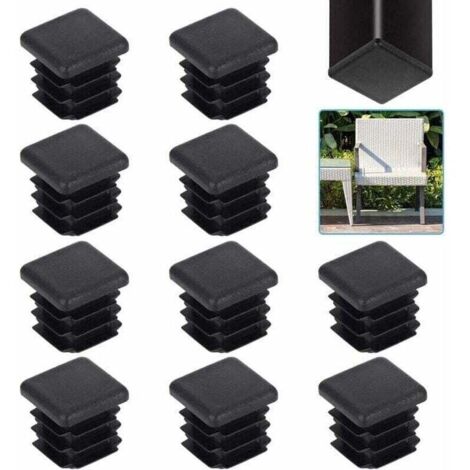 20 pièces bouchons de tube carré 20 20mm embout de tube carré bouchons de tube carré en plastique noir embout d'aileron carré embout de chaise solide embout de tube de chaise pied de table pour chaise (1/4)