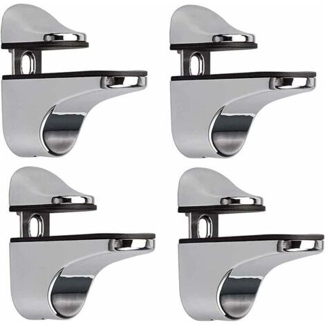 Support D'étagère en Verre Réglable, 4 Pcs Support D'étagère en Verre, Pince en Verre à Fixation Murale, Support pour Étagères en Verre, pour Tablette Verre,de (1/4)