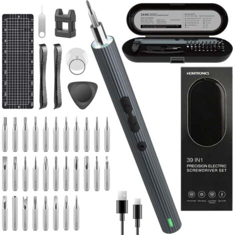 Mini Tournevis Electrique Precision, [un Couple de 0,45-0,65/4N.M,Sans Fil] Tournevis Précision électrique,39 en 1 Tournevis Précision Rechargeable avec USB,Pour Montre,Lunettes,Drone (1/4)