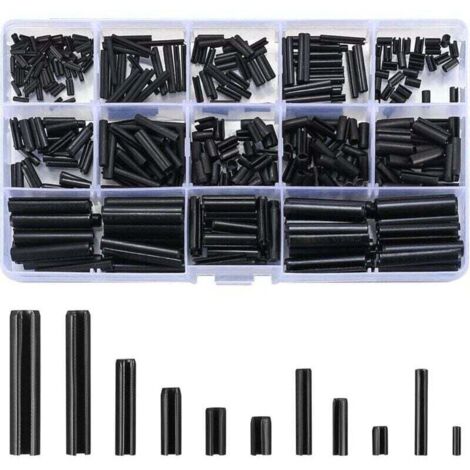 390Pièces Assortiment de Goupilles élastiques, Goupilles élastiques de Sûreté en Acier au Manganèse - M1.5/M2/M2.5/M3/M4/M5/M6,de (1/4)