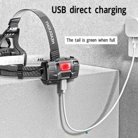 Lampe frontale rechargeable, lampe frontale LED ultra-légère avec capteur de mouvement, adaptée au camping et à la course à pied en extérieur. | Leroy Merlin