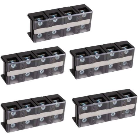 5Pcs Blocs de borniers à vis 60A 4 positions Cuivre Plastique 60A Bornier pour connexion électrique,DUBUNS (1/4)