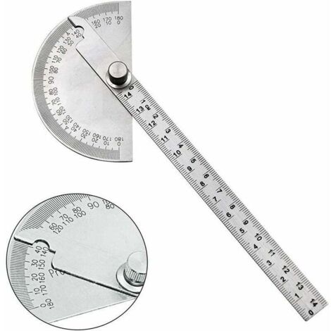 0-180 Degrés Rapporteur D'angle à Tête Ronde, Multifonctionnel En Acier Inoxydable Protractor Angle, Rapporteur D'angle tête Ronde Ingénieur Protractor pour Peinture Dessin,de (1/4)