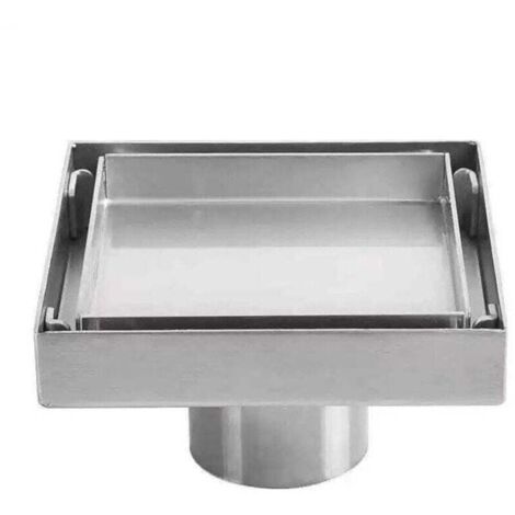 Siphon de sol invisible en acier inoxydable 304 drain de sol déodorant épaissi carré 1010cm,de (1/4)