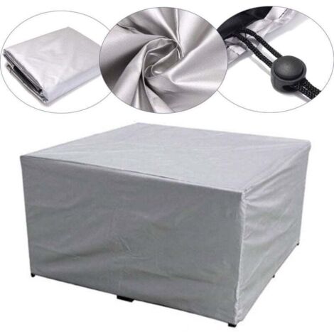Housse de protection pour mobilier de jardin 115 x 115 x 70 cm, tissu Oxford 210D, imperméable, coupe-vent, anti-UV, argentée (1/4)