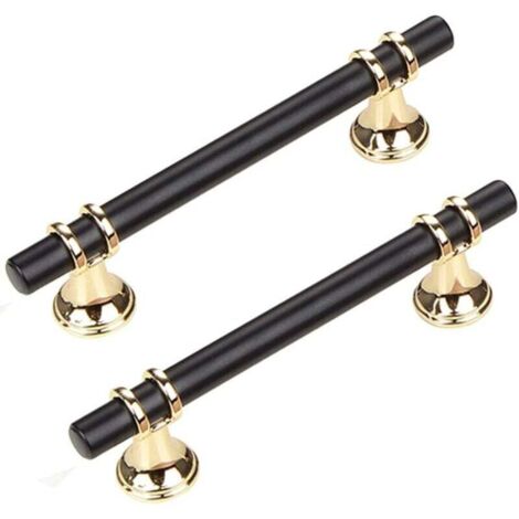 Lot de 2 poignées de meuble, poignée de porte de chambre, poignée de porte moderne, poignée de porte, poignée de luxe minimaliste moderne, poignée de porte d'armoire, poignée de tiroir, noir 128 mm (1/4)