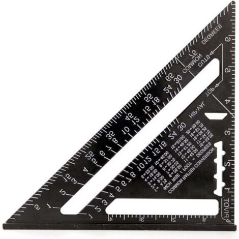 Règle triangulaire noire de 1 pouce, outil de mesure d'angle de haute précision pour charpentiers et ingénieurs, en alliage d'aluminium.
