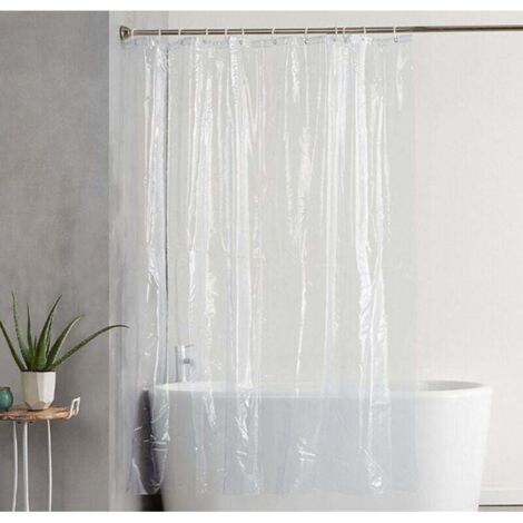 Rideau de douche 180 x 200 cm - Imperméable et transparent, 12 œillets antirouille pour salle de bain et douche