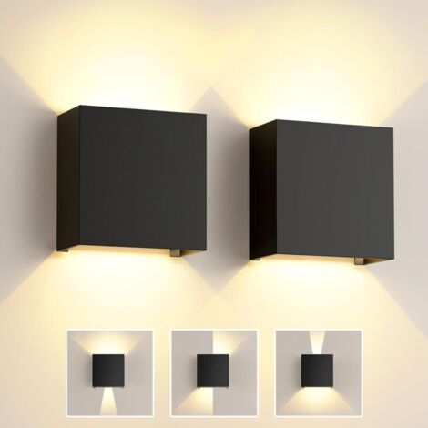 Applique murale d'intérieur LED 6 W, lot de 2, noire, angle de faisceau réglable, blanc chaud 3000 K, étanche IP65, pour chambre, couloir, salon [Classe énergétique E] (1/4)