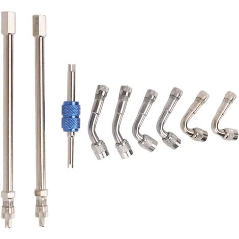 Rallonges de tige de Valve en métal, 45 90 135 degrés, adaptateur d'extension de tige de Valve double pour voitures, camions, tondeuses à gazon