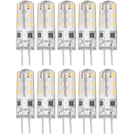 10 pièces G4 ampoule LED Bi broche Base Silicone blanc chaud 3000K 1.5W AC220V 110LM paysage ampoules remplacement (1/4)