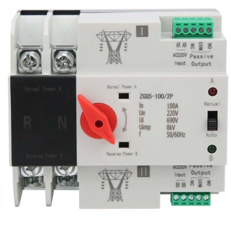 Commutateur de transfert automatique à double alimentation contrôleur 2 voies ininterrompu ZGQ5-100/2P 220V (1/4)