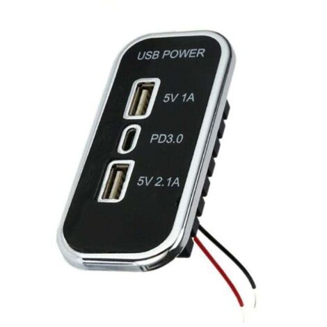 Adaptateur rapide double USB et PD pour prise de charge de voiture pour camions, camping-cars et bateaux 12-24 V