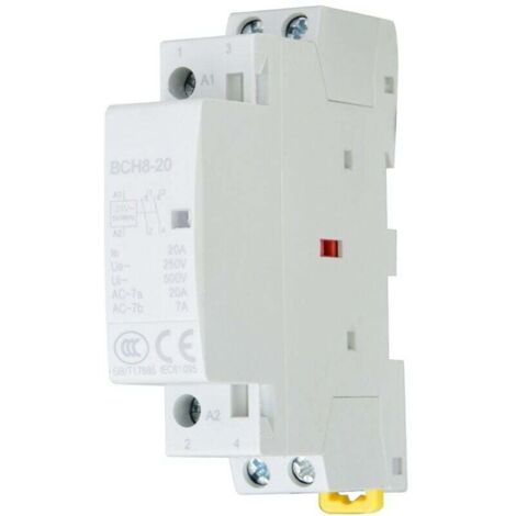 2P 20A 2NO 2220V/230V 50/60Hz Contacteur AC Domestique, Contacteur 220V 20A de Montage sur Rail DIN, Contacteur alternatif de ménage
