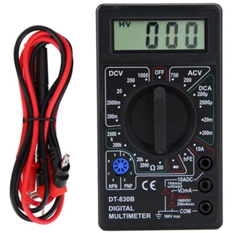 Multimètre numérique LCD Portable multifonctionnel DT-830B, ampèremètre Volt Ohm testeur voltmètre ohmmètre mètreDT-830B noir (1/4)