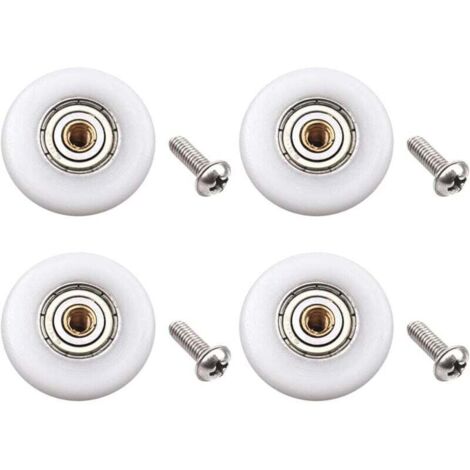Lot de 4 roulettes de porte de douche – Pièce de rechange pour porte de douche coulissante en verre de salle de bain (diamètre du rouleau 23 mm) (1/4)