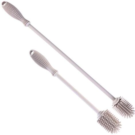 Goupillon Bouteille Silicone Géant Lave Bouteille Ecouvillon Gourde Brosse de Nettoyage Brosse Nettoyage Vaiss Carafe Bottle Brush Thermos (Gris) (1/3)