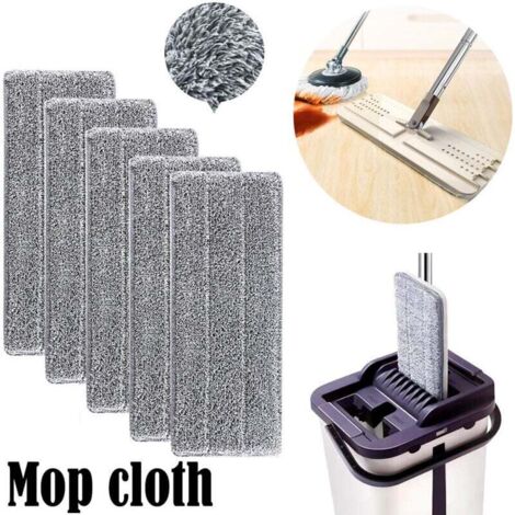 5 pièces Serpillères en Microfibre pour Balai Lave-Sol Housse de Nettoyage de Rechange Vadrouille La Tête de Ménage de Vadrouille pour Balai Plat Nettoyage en Microfibre/Lingettes de Nettoyage 33x12mm (1/4)