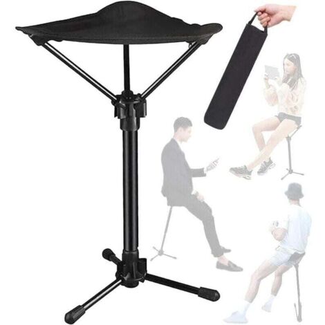 Tabouret pliant télescopique réglable - Siège trépied léger pour la pêche et le camping - Chaise portable à un pied avec réglage de la hauteur