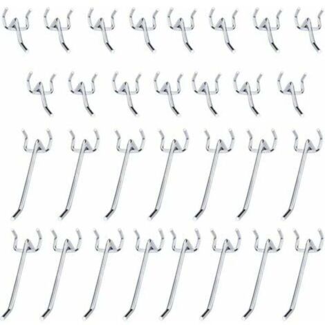 30 Pcs Panneaux Perforés Crochets Métal Crochets pour Panneau perforé accessoires-10 cm et 5 cm Crochet Simple Ensemble Pour Les Garages, Les Remises à Outils,Les Ateliers-RAPANDA (1/4)
