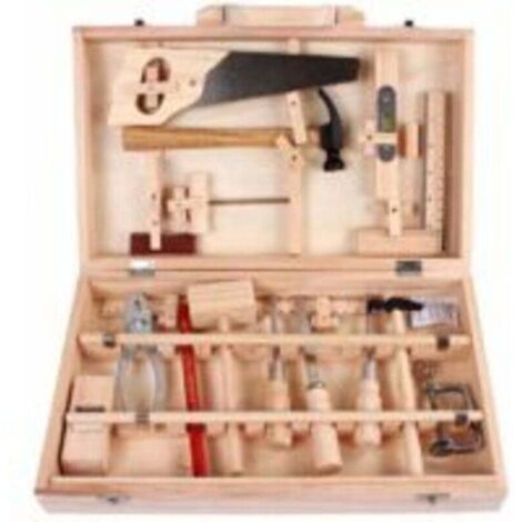 Coffret d'outils pour enfants de 16 pièces, boîte à outils de menuisier, vrais outils, démontage et remontage, coffret de menuiserie multifonctionnel