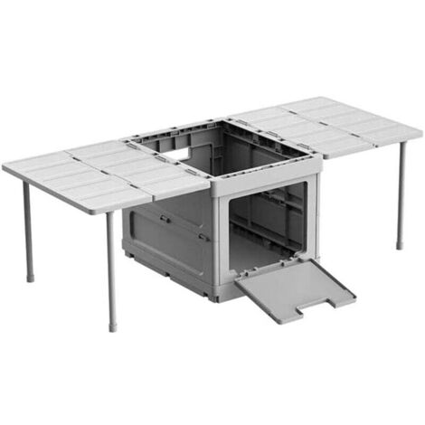 Boîte de rangement pliable avec couvercle – pour la maison, le camping, la voiture, les pique-niques (gris) (1/4)
