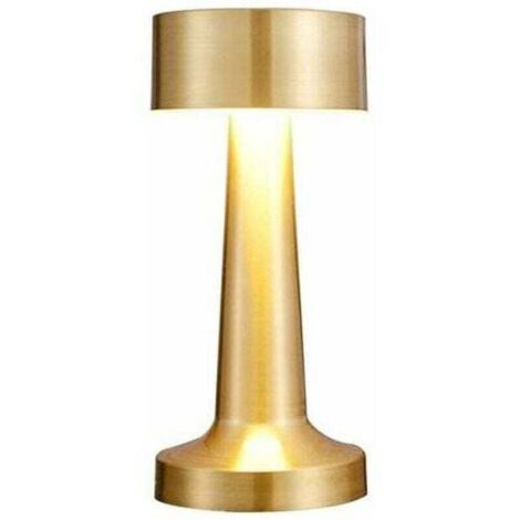 Lampe de bureau, lampe de table LED sans fil – LED vintage rechargeable – Capteur tactile – Veilleuse – 3 couleurs – Intensité réglable – pour bar, restaurant, chambre, lampe de chevet – Or – RAPANDA (1/4)