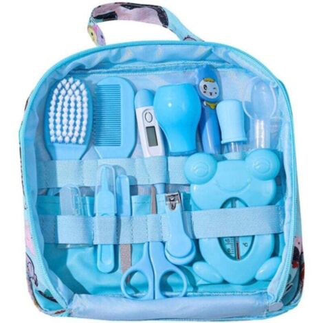 Coffret de soins pour bébé 13 pièces comprenant un coupe-ongles, un kit de nettoyage et des accessoires de toilettage (bleu, taille unique) - RAPANDA (1/4)
